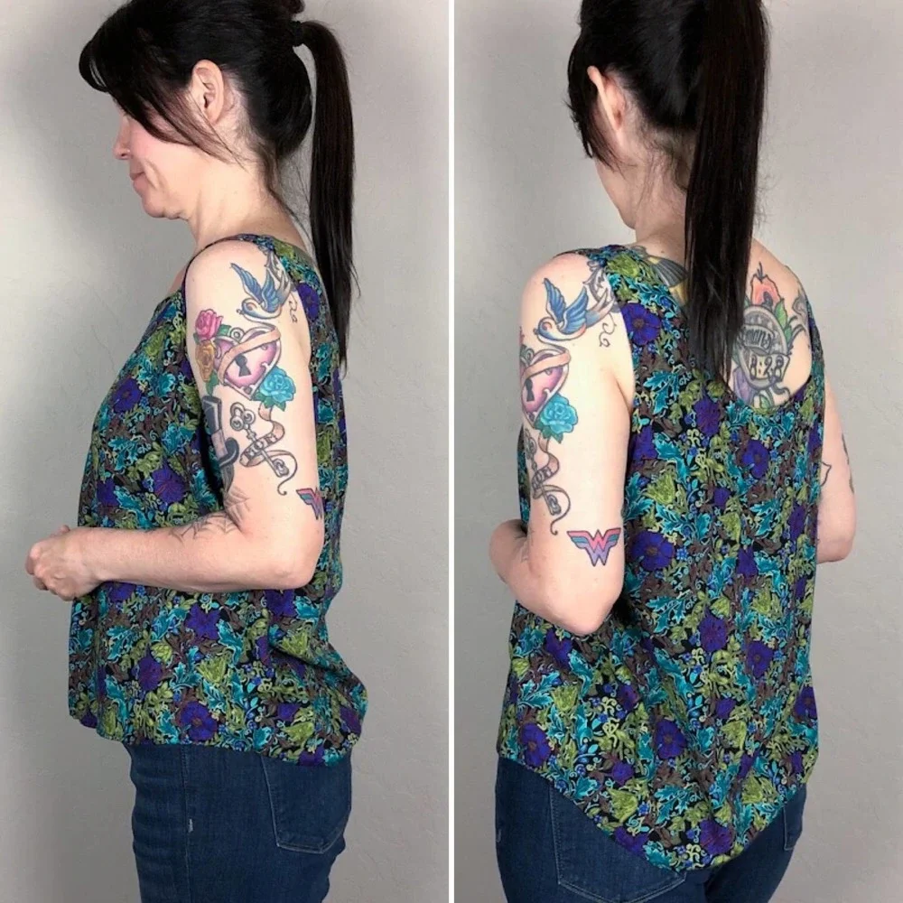 Vintage 1980s Jewel Tone Floral Tank Top - Picture 3 of 6